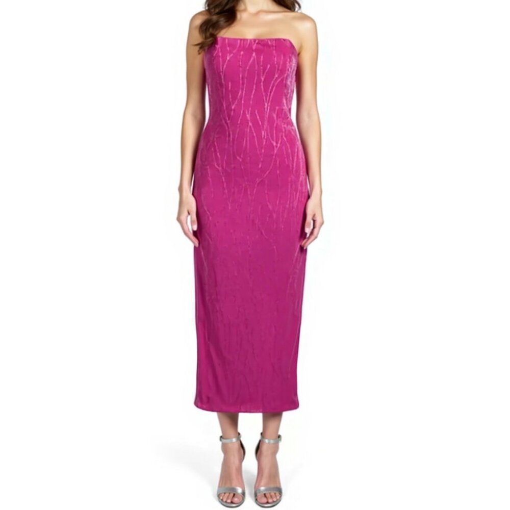 Jessica McClintock for Gunne Sax Vintage Strapless Shimmer Y2K Maxi Dress Gown